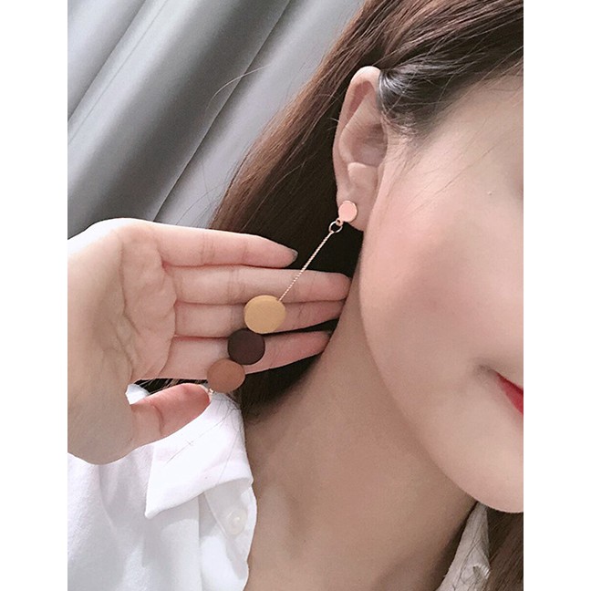 LRC Anting Tusuk Fashion Chain Wood Stitch Earrings D59768