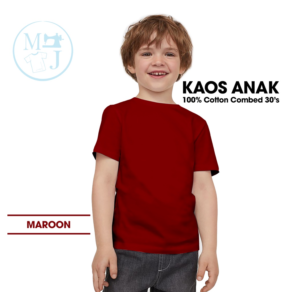Kaos Polos Maroon / Fashion Anak / Kaos Polos Anak Combed 30s