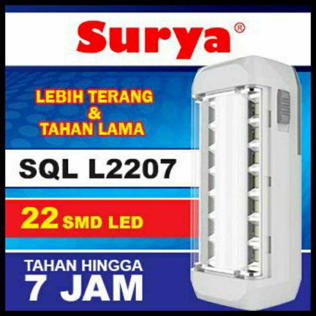 Lampu emergency darurat SURYA SQL 2207 - 22smd led - rechargeable