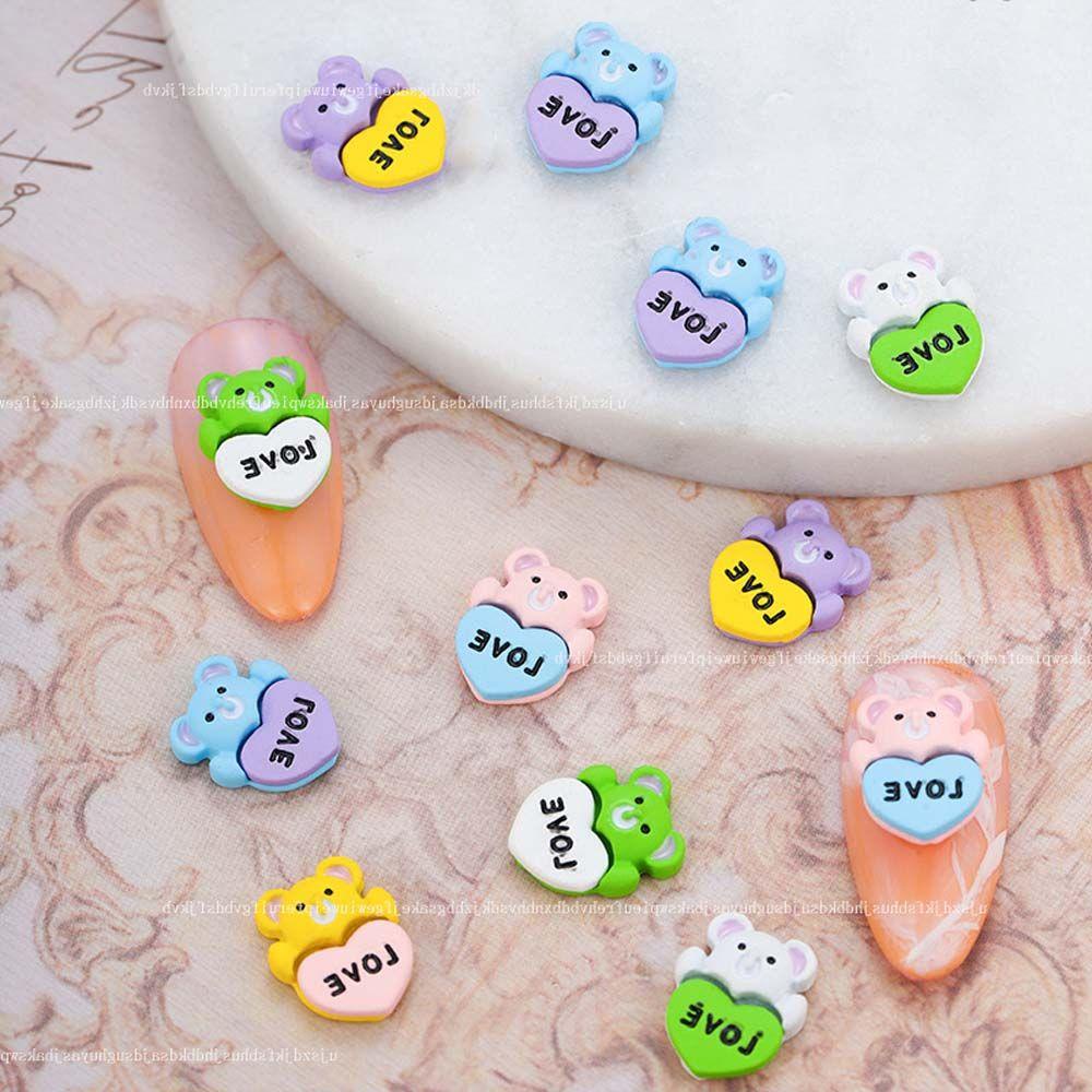 Mxbeauty 3D Beruang Kuku Perhiasan Paduan Mengkilap Gaya Jepang Nail Art Decal Manicure Aksesoris Kekasih Hati Beruang Nail Art Aksesoris