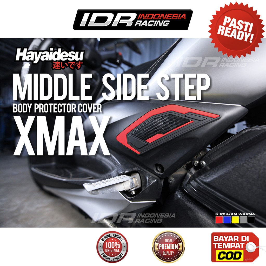 Hayaidesu Middle Side Step Cover XMAX Kiri Kanan Stiker 3D Yamaha