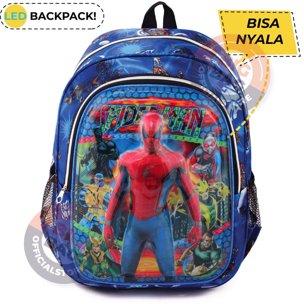 BISA NYALA - RANSEL LED EMBOSS SD - TAS SEKOLAH ANAK RANSEL SEKOLAH ANAK SD - TAS SPIDERMAN TAS SUPERHERO