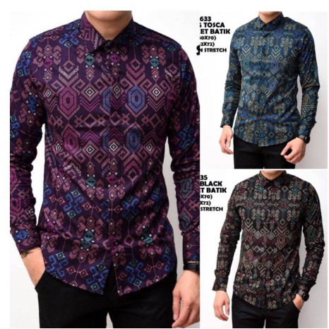 Baju Batik Pria Lengan Panjang Kemeja Batik Pria SONGKET - Hijau Tosca- M