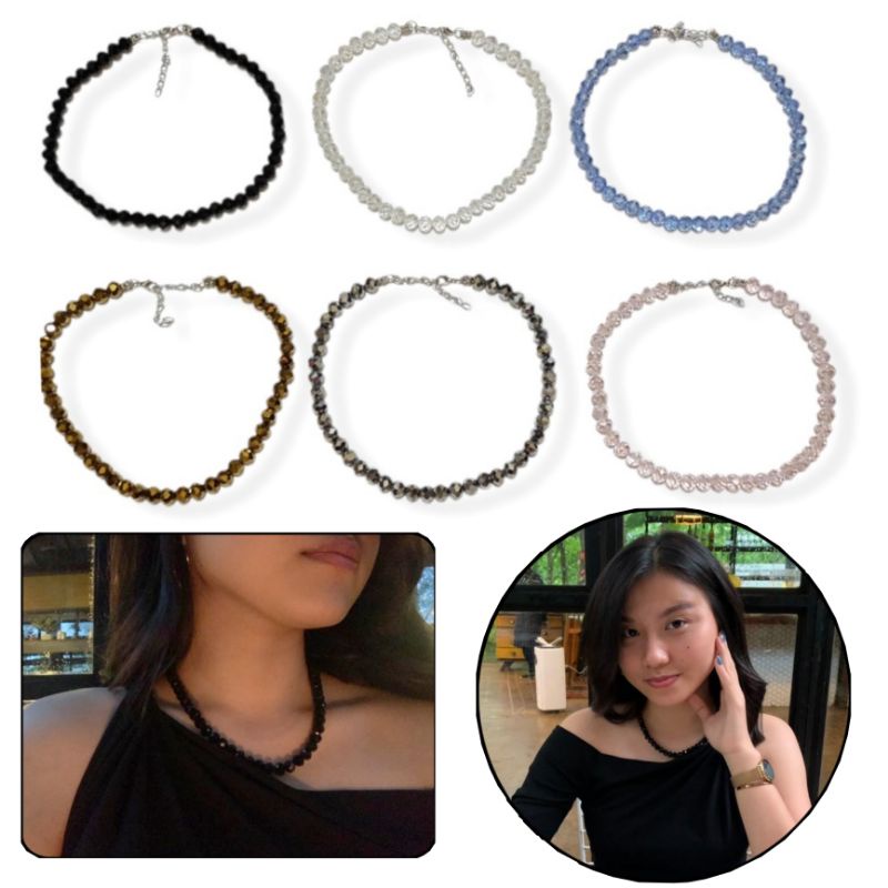 Cristella Crystal Choker Kalung Kristal Diamond Korean Necklace Gaya Korea Luxury Glamour