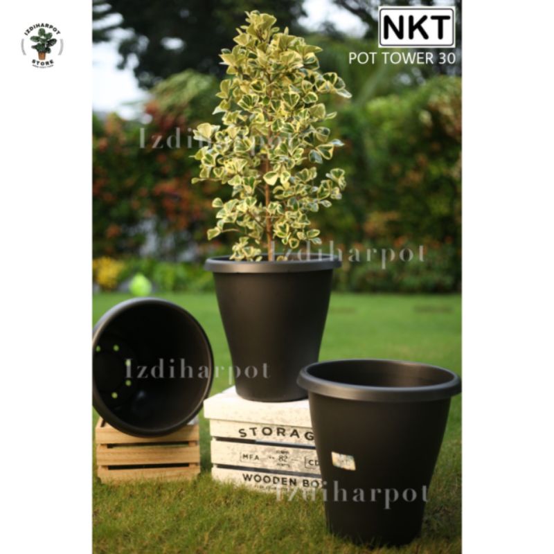 pot bunga tanaman tinggi nkt tower hitam 30cm - NKT TOWER 30 HITAM