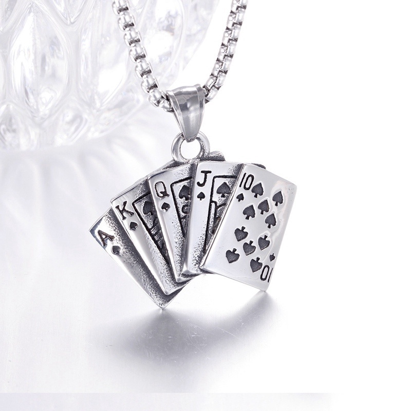 New men's fashion poker Pendant Necklace punk jewelry