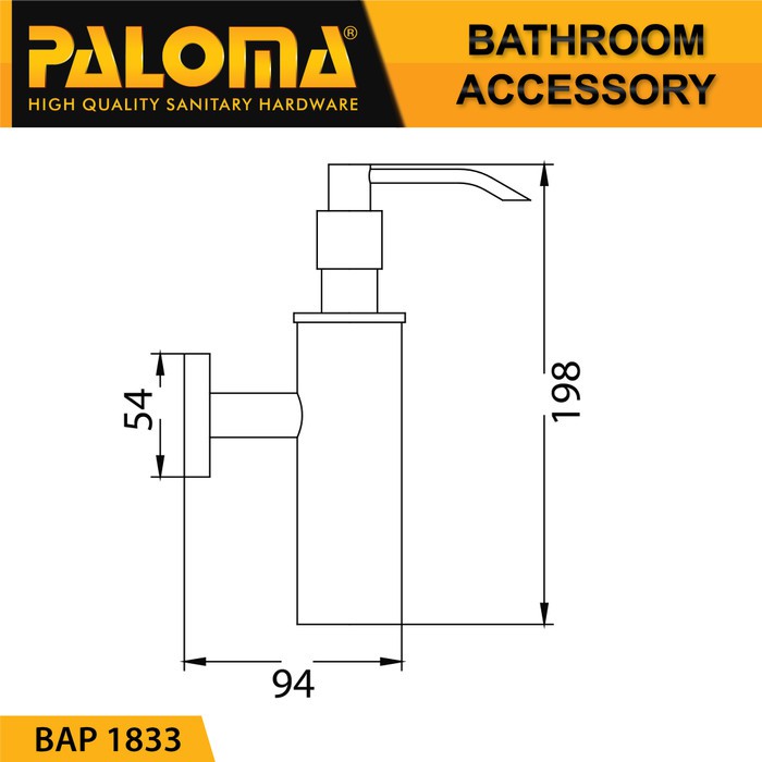 PALOMA BAP 1833 Dispenser Sabun Shampoo Cair Tempat Botol Pump Dinding