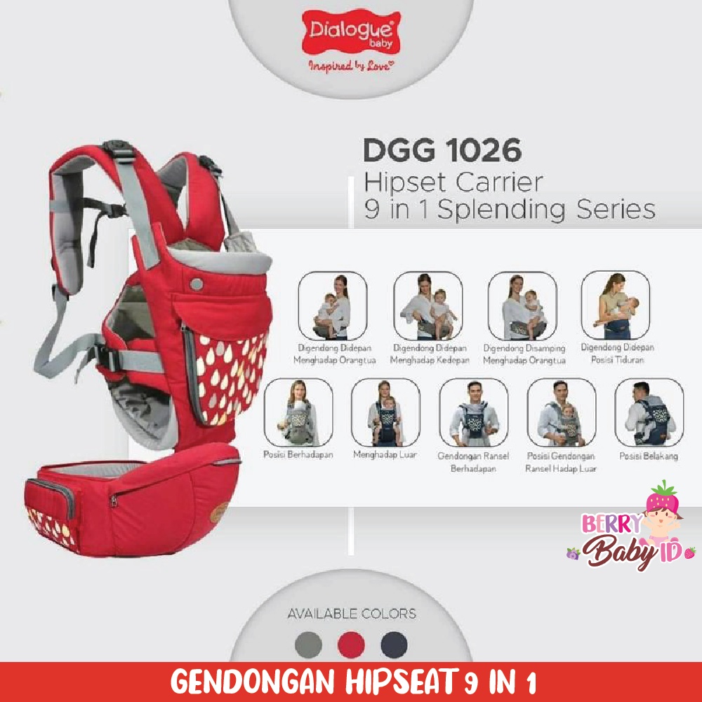 Dialogue Baby Super Hipseat Carrier 9-In-1 Gendongan Depan Bayi Berry Mart