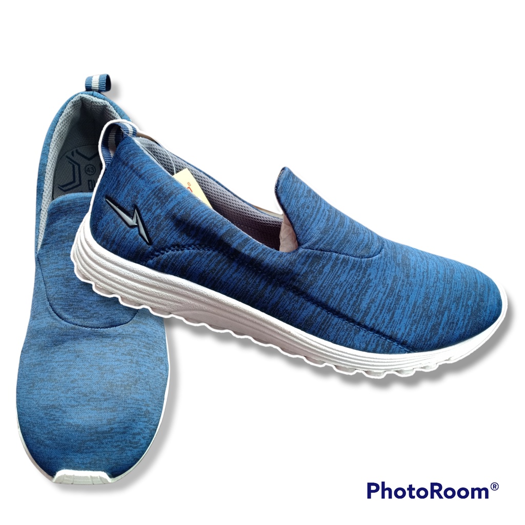 Sepatu Pria ANDO VANQUISH Biru Navy / Abu Slip On Sneakers 100% Original Dewasa Size 39-43