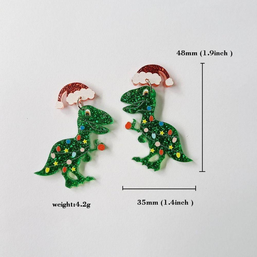 NEEDWAY Needway Anting Natal Trendi Llama Dinosaurus Kaktus Hadiah Tahun Baru Anting Liontin