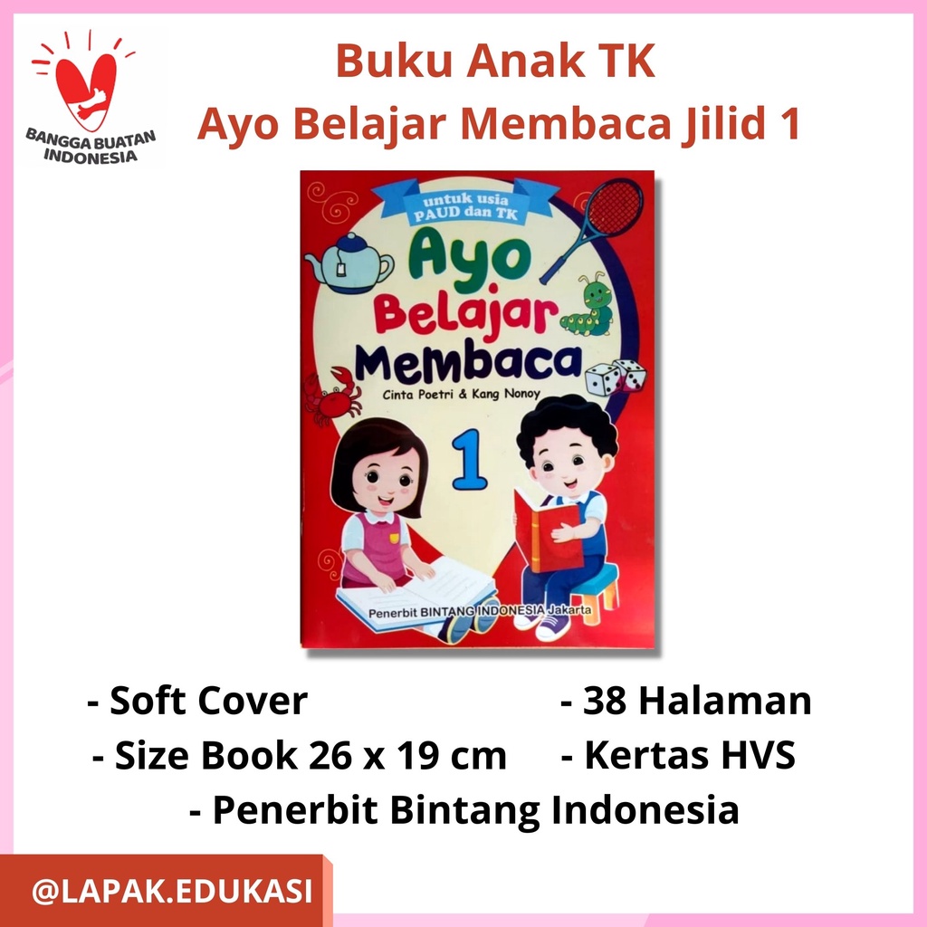 Buku Anak PAUD TK | Ayo Belajar Membaca | Jilid 1