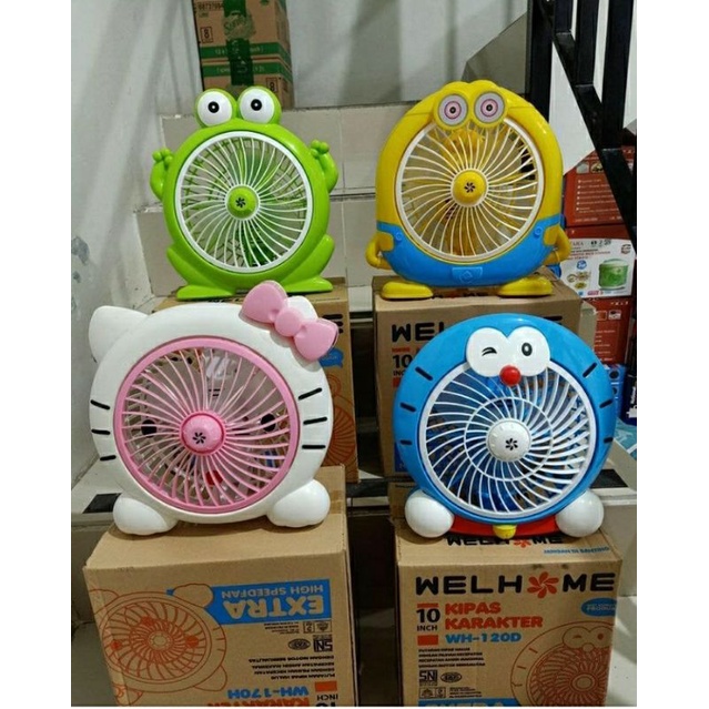Kipas Angin Listrik Karakter WELHOME 10in-Kipas Angin Mini Fan Karton -