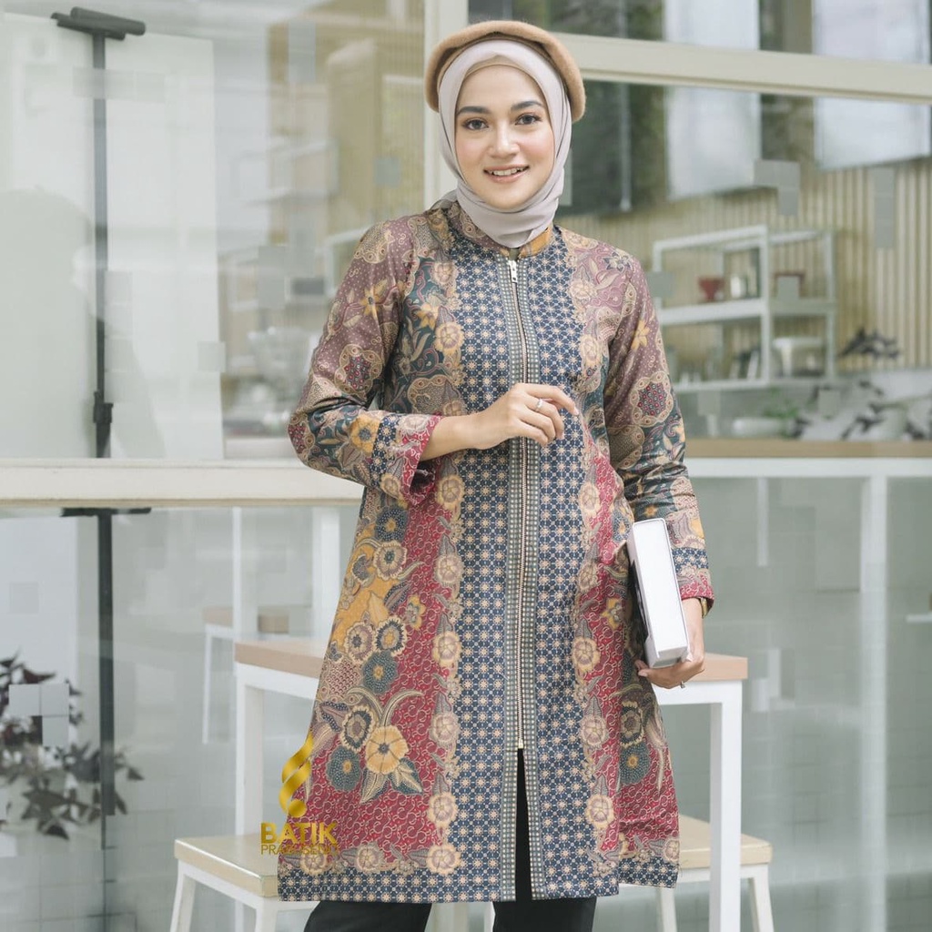 Cempaka Batik Tunik Batik Trend Modern Hijab Seragam Batik Atasan Kerja Wanita Blouse Atasan Kondang