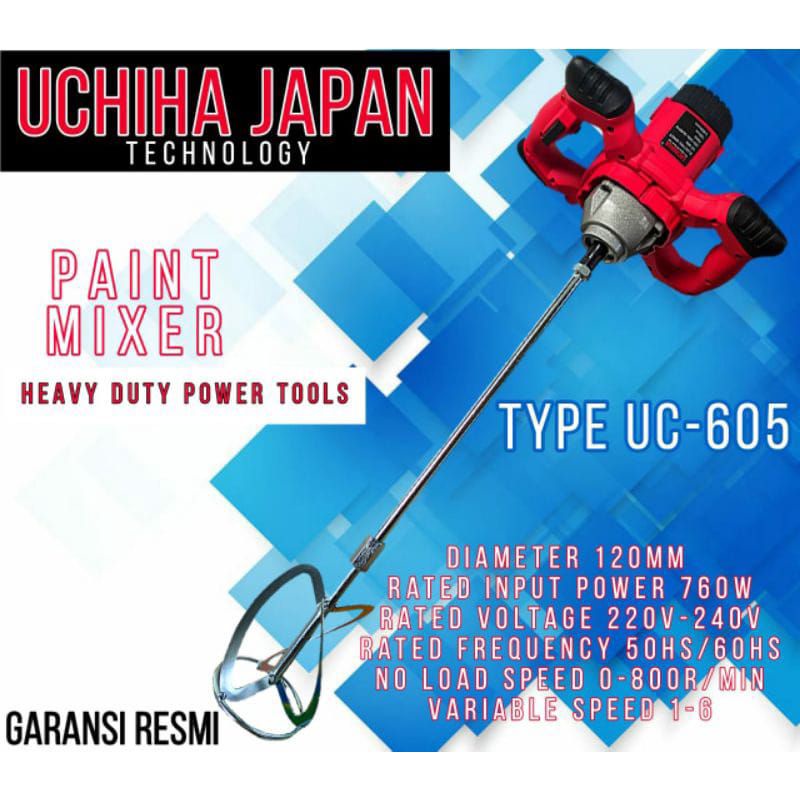 Mesin Power Mixer Uchiha Japan UC-605 Alat Pengaduk Cat Semen Loloh Electric Mixer