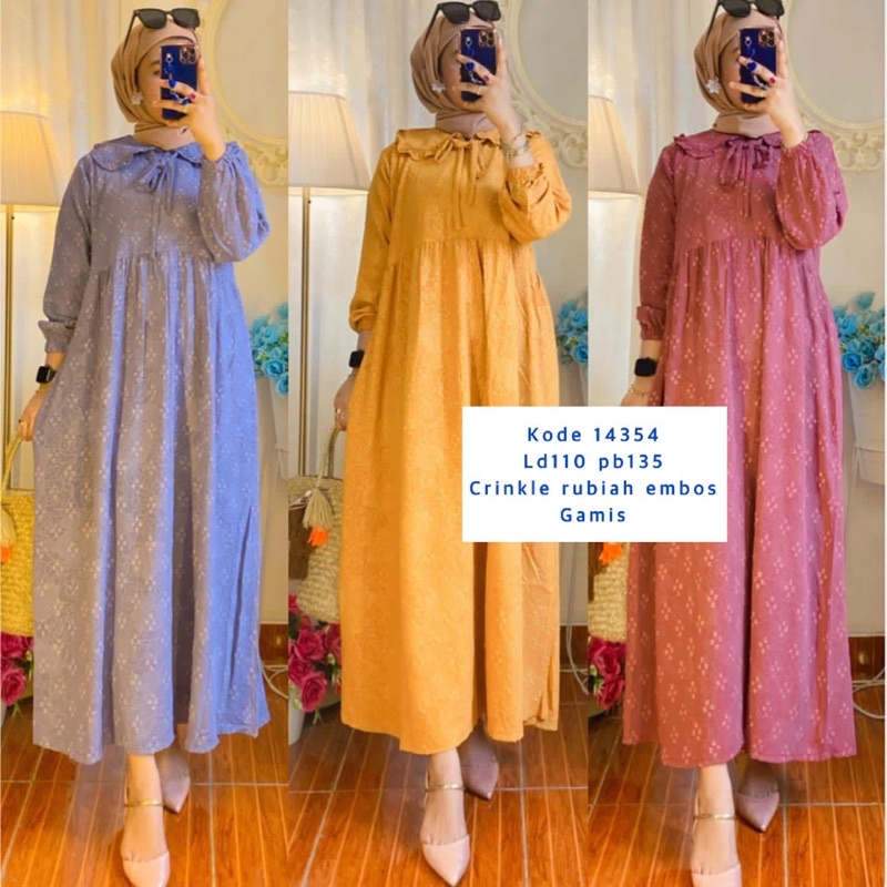 Gamis Crinkle Rubi Love Embos