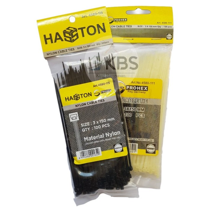 

Kabel Ties HASSTON PROHEX 3 x 150mm Nylon Cable Ties 3x150mm 4580-115