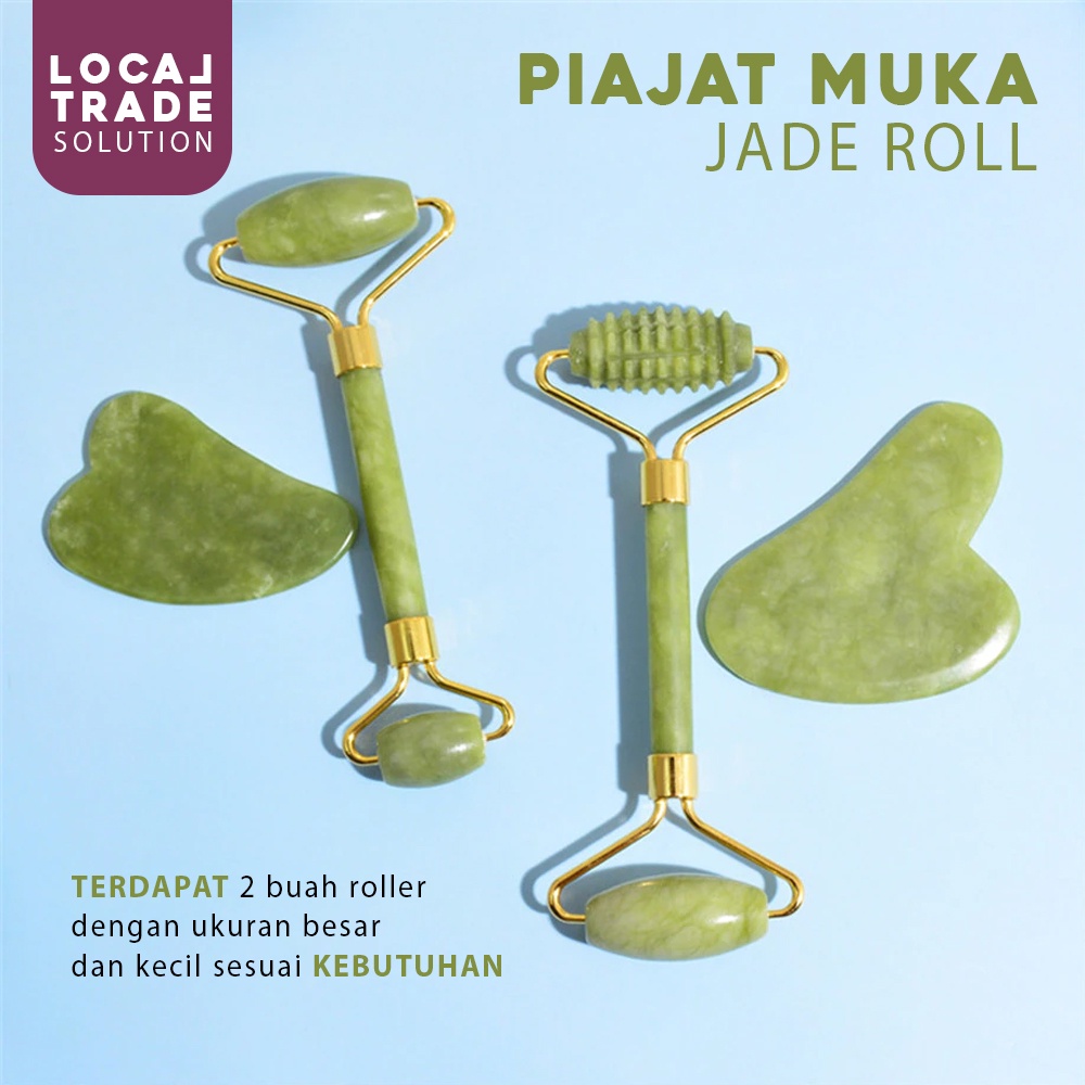 Pijat Muka Jade Roller Face Original Giok Alat Perawatan Penirus Pijat Kulit Wajah dengan Batu Alam Tool Wajah Ramping dan Tirus