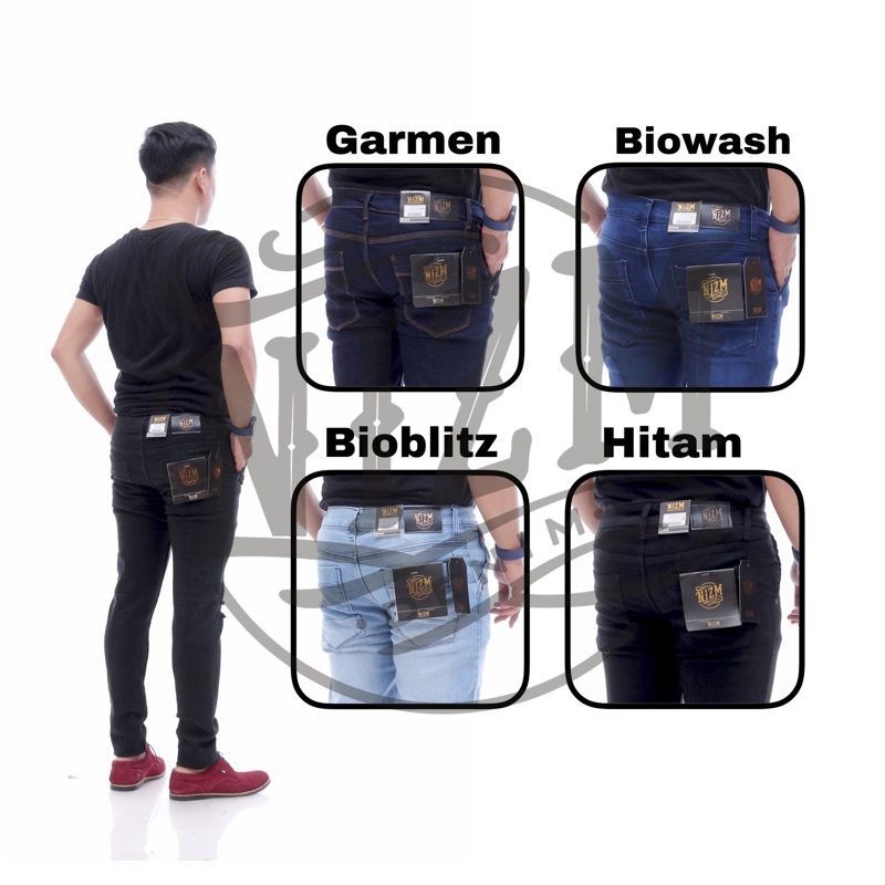 NIZMDENIM CELANA JEANS PRIA PANJANG SLIM FIT SKINY  HITAM  PENSIL STANDAR REGULER JUMBO