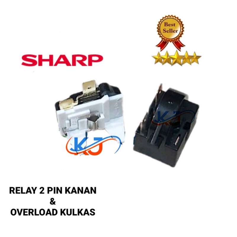 Relay 2 Pin Kanan + Ptc Overload Kulkas Sharp 1 Pintu / 2 Pintu