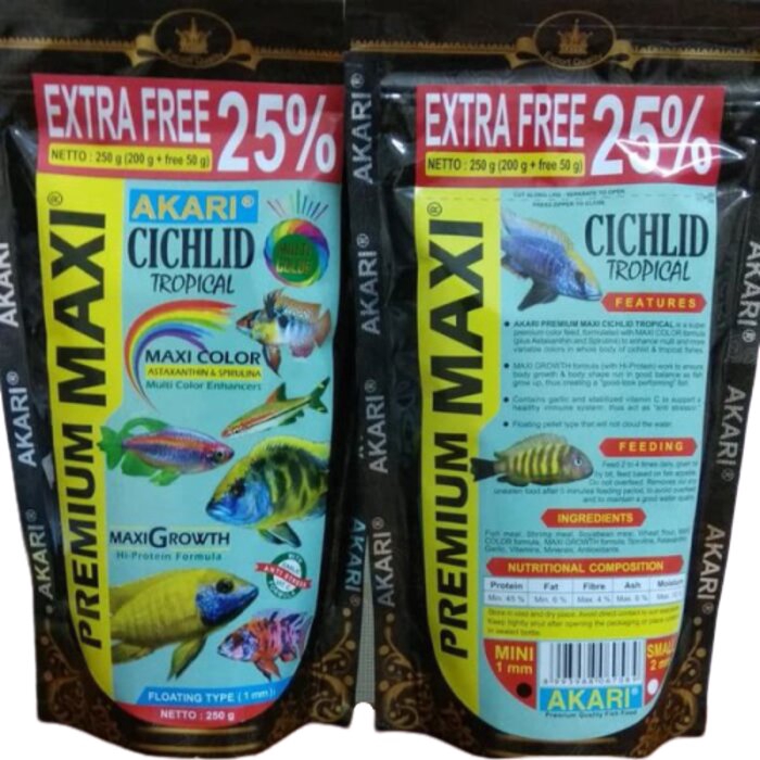 Akari Premium Maxi Cichlid Tropical 250gr 250g 250 gr gram Pakan Ikan