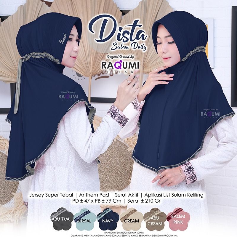 DISTA ORIGINAL RAQUMI HIJAB | RAQUMI SORONG | Jilbab Hitam | Jilbab harian | Jilbab Serut
