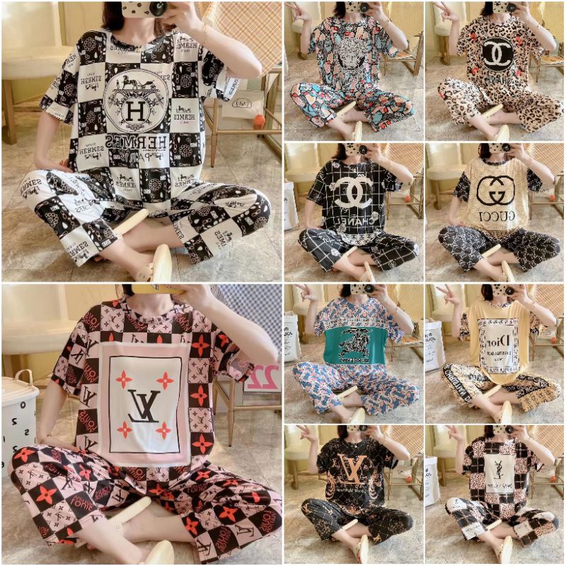 BAJU TIDUR WANITA IMPORT / PIYAMA SET PANJANG JOGGER