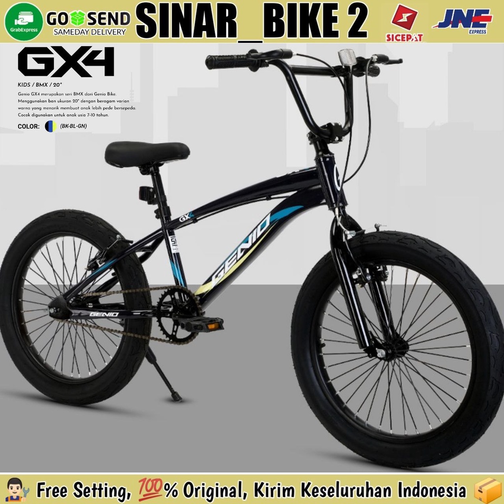 Sepeda Anak Laki-Laki BMX GENIO GX4 Ukuran 20 Inch Ban Jumbo 3.0