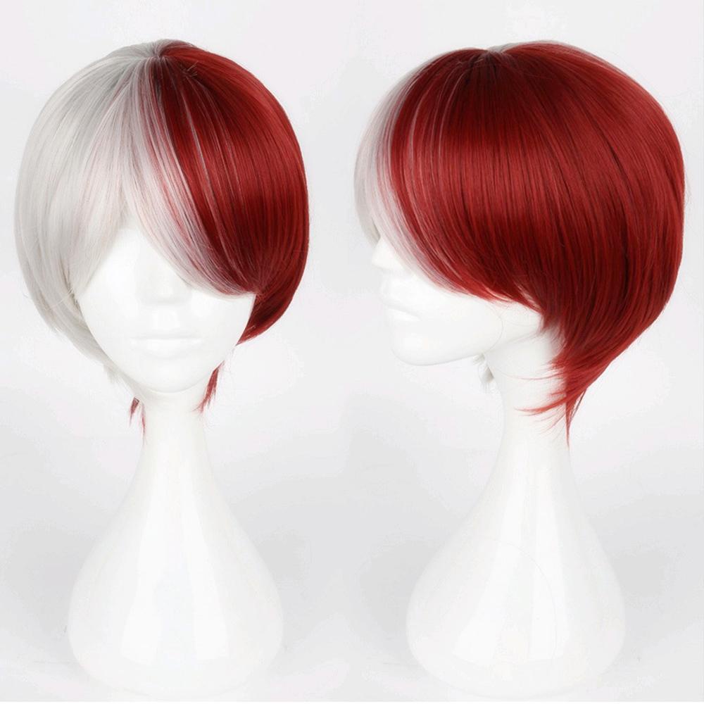 Agustina My Hero Academia Wig Unisex Kostum Pendek Todoroki Shoto Tahan Panas Wig Penuh