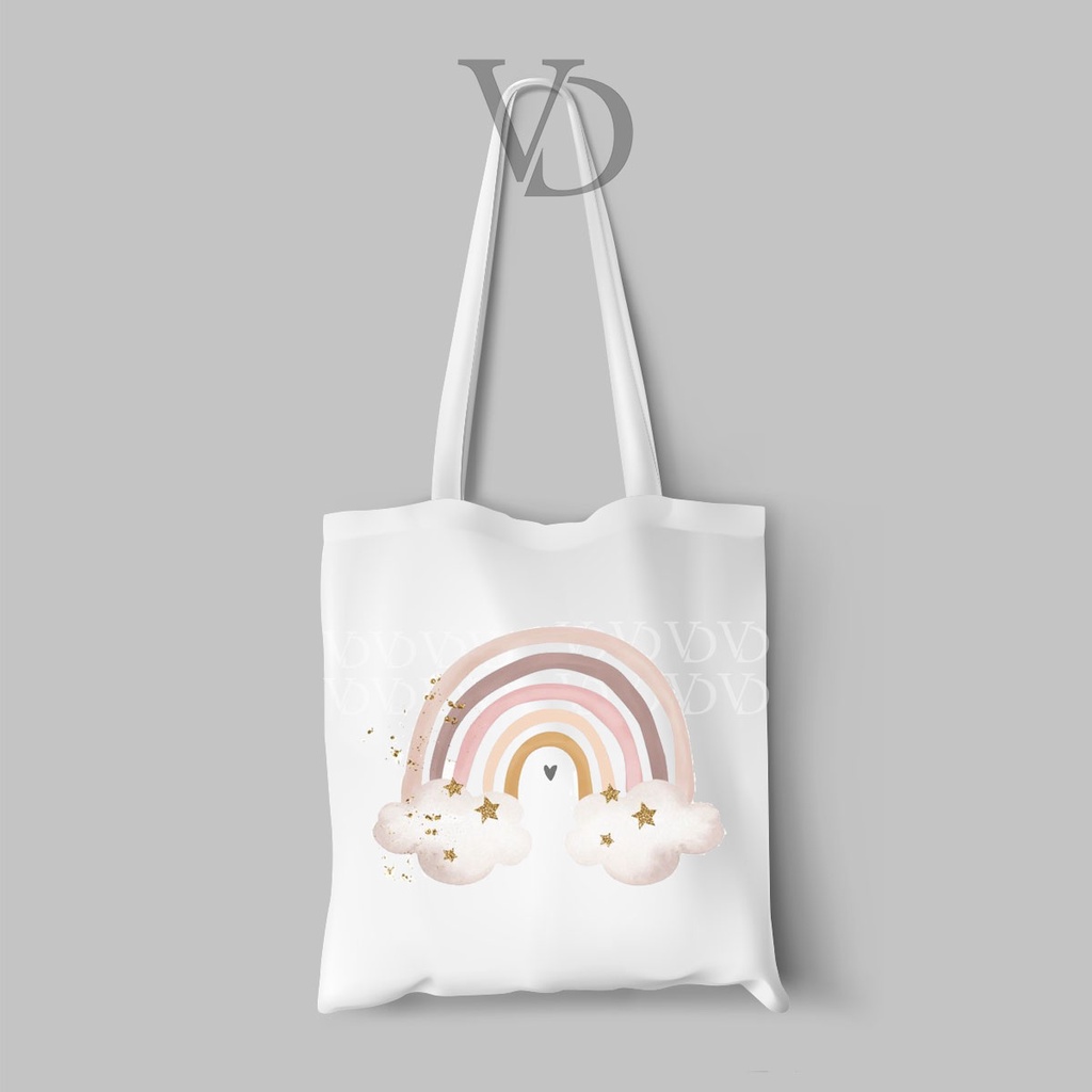 TOTE BAG KANVAS MOTIF ABSTRACT ART TERBARU / rainbow TOTE BAG / TAS BELANJA MOTIF pelangi