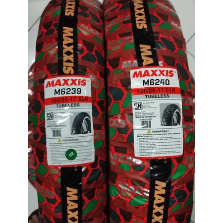 Diskon ( Paket 2 Ban ) Maxxis On Off 100 80 17 Dan 120 80 17 M6239 M6240 Ban Luar Motor Semi Trail