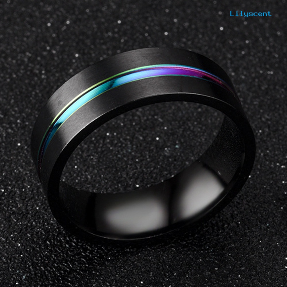 Lilyscent Fashion Unisex Dual Color Thin Multicolor Line-Inside Band Finger Ring Jewelry