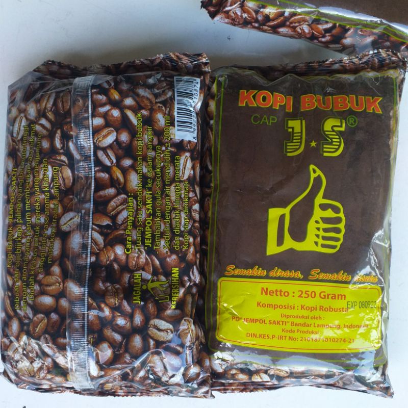 

kopi bubuk lampung jempol sakti JS 250 gr,kopi asli bubuk halus js lampung