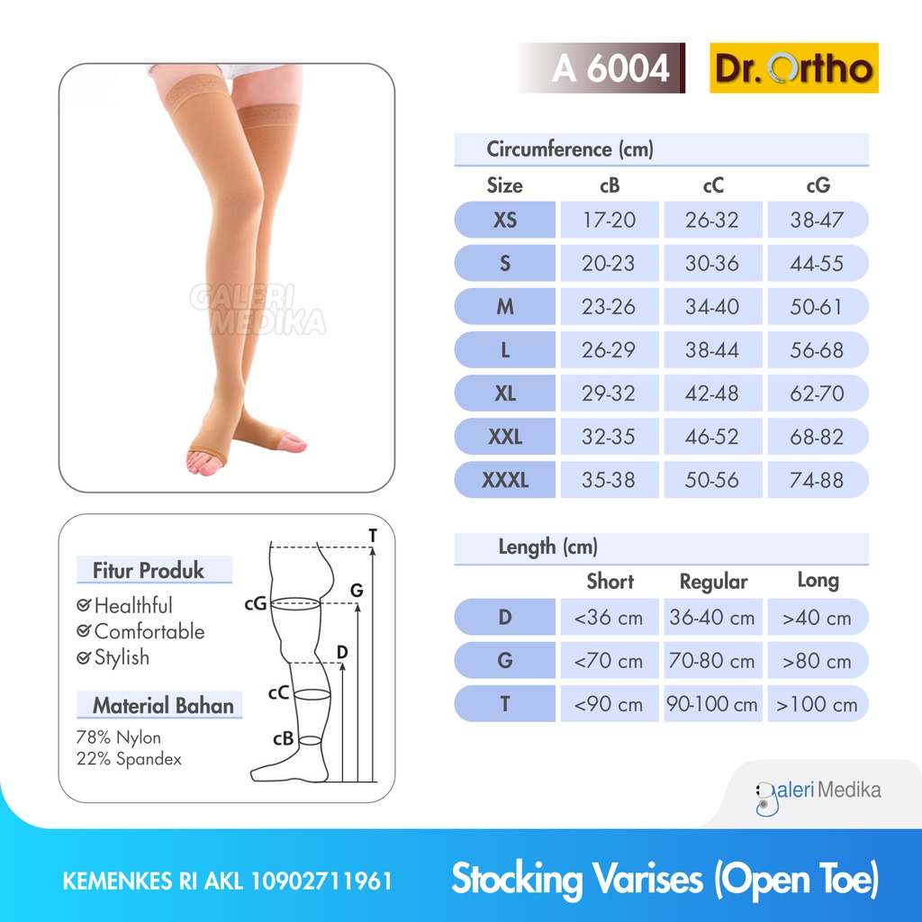 Stocking Varises Over Knee Dr. Ortho A-6004 / Stoking Varises