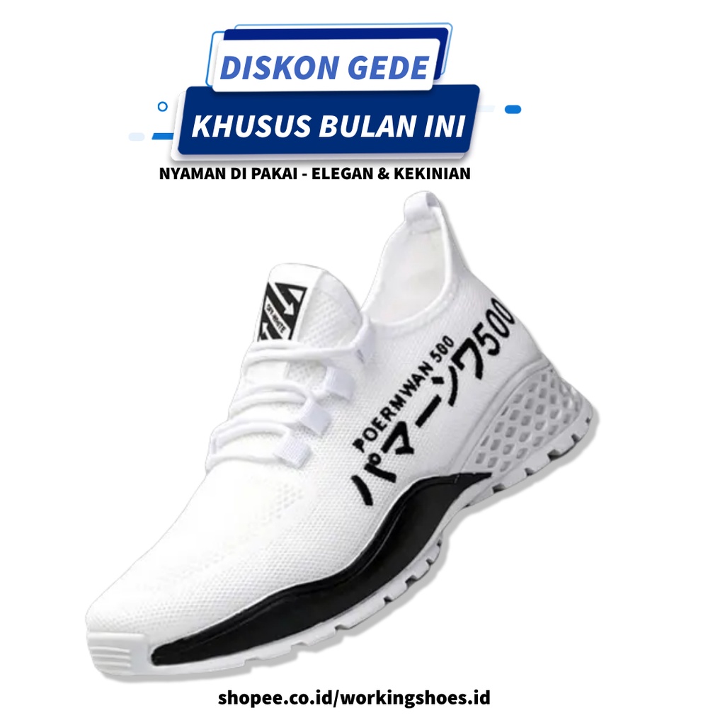 Sepatu Pria Sneakers Import New Shoes Putih Terkeren Trend 2022 Original 100% Kekinian Snekers Sneak