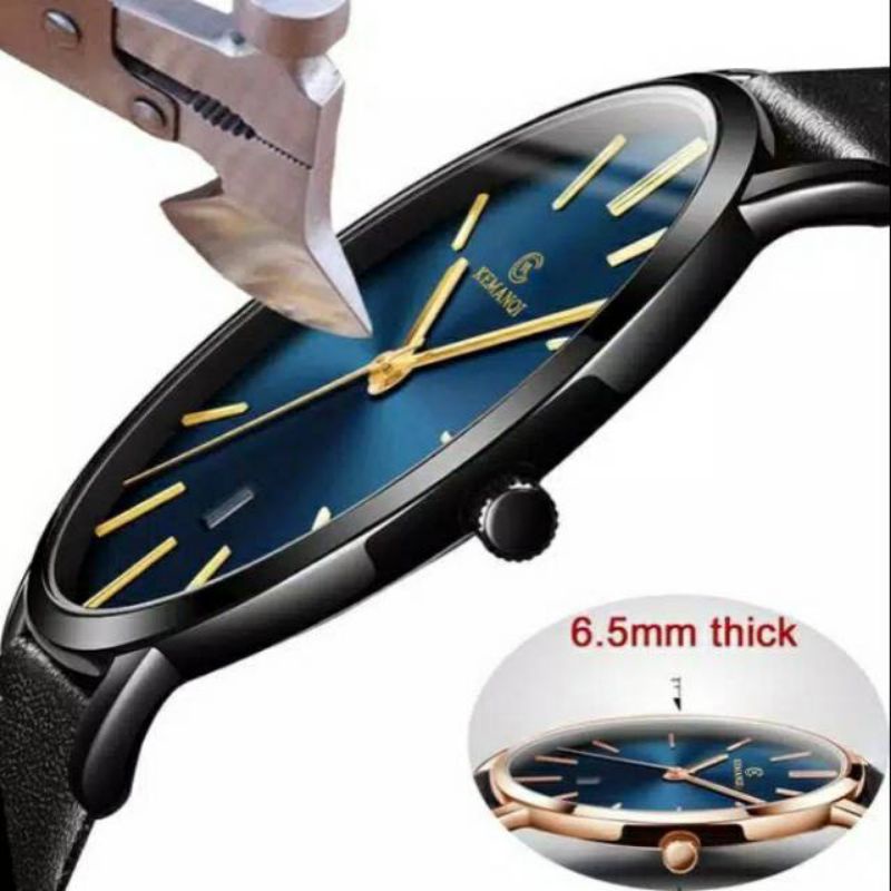 Jam Tangan Pria & Wanita Bisnis Arloji Anti Air Ultra Tipis Jam Tren Sederhana Simpel