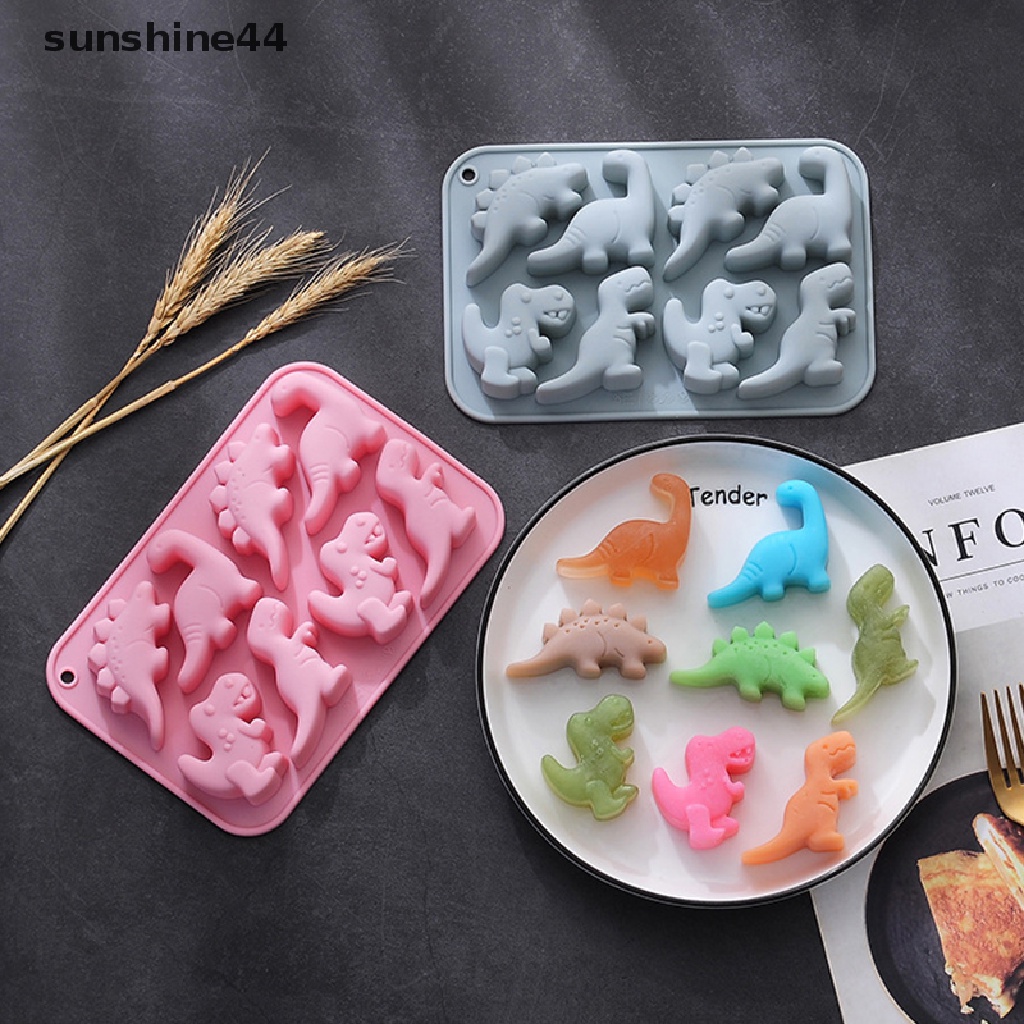 Sunshine Cetakan Kue / Coklat / Sabun Bentuk Dinosaurus 3D Bahan Silikon