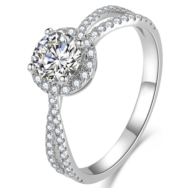 Cincin Sterling Silver 925 Dengan Moissanite Untuk Wanita