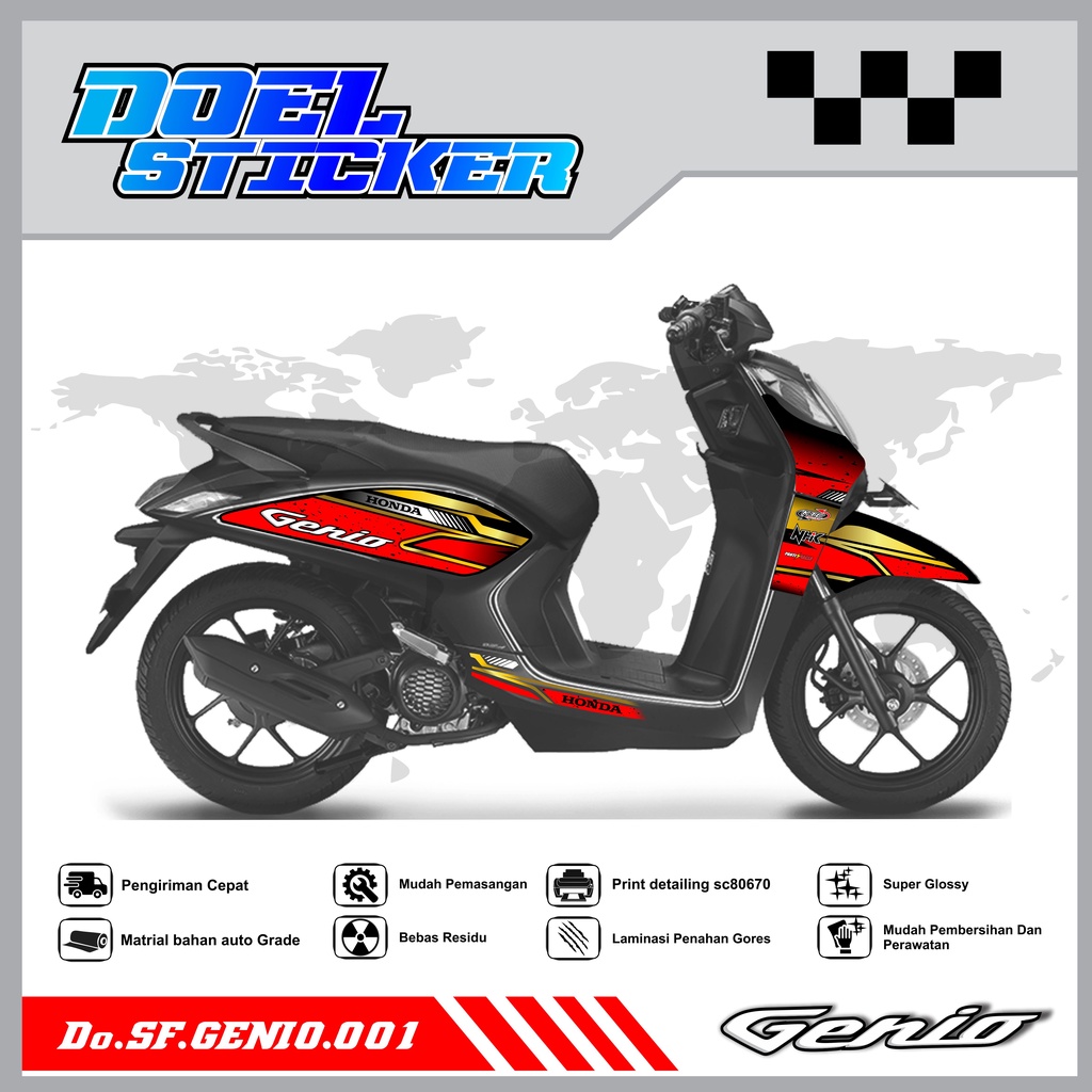 Sticker Striping Variasi Genio List Variasi Hologram , Crome Doel 01