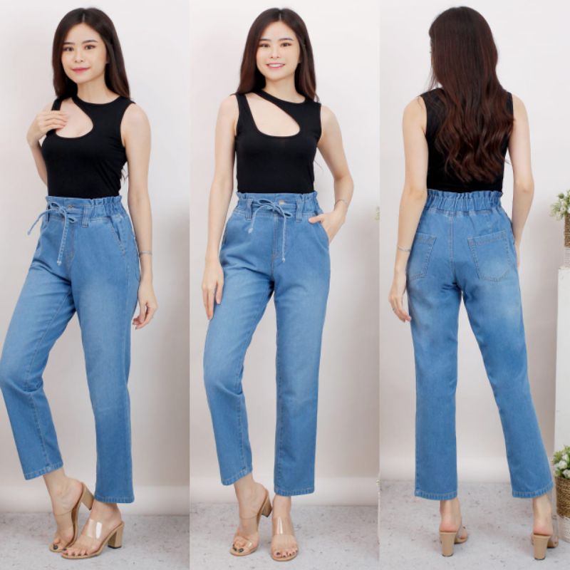 CELANA PANJANG JEANS BOY FREIND /WIDIE JEANS BF KARET / BASIC