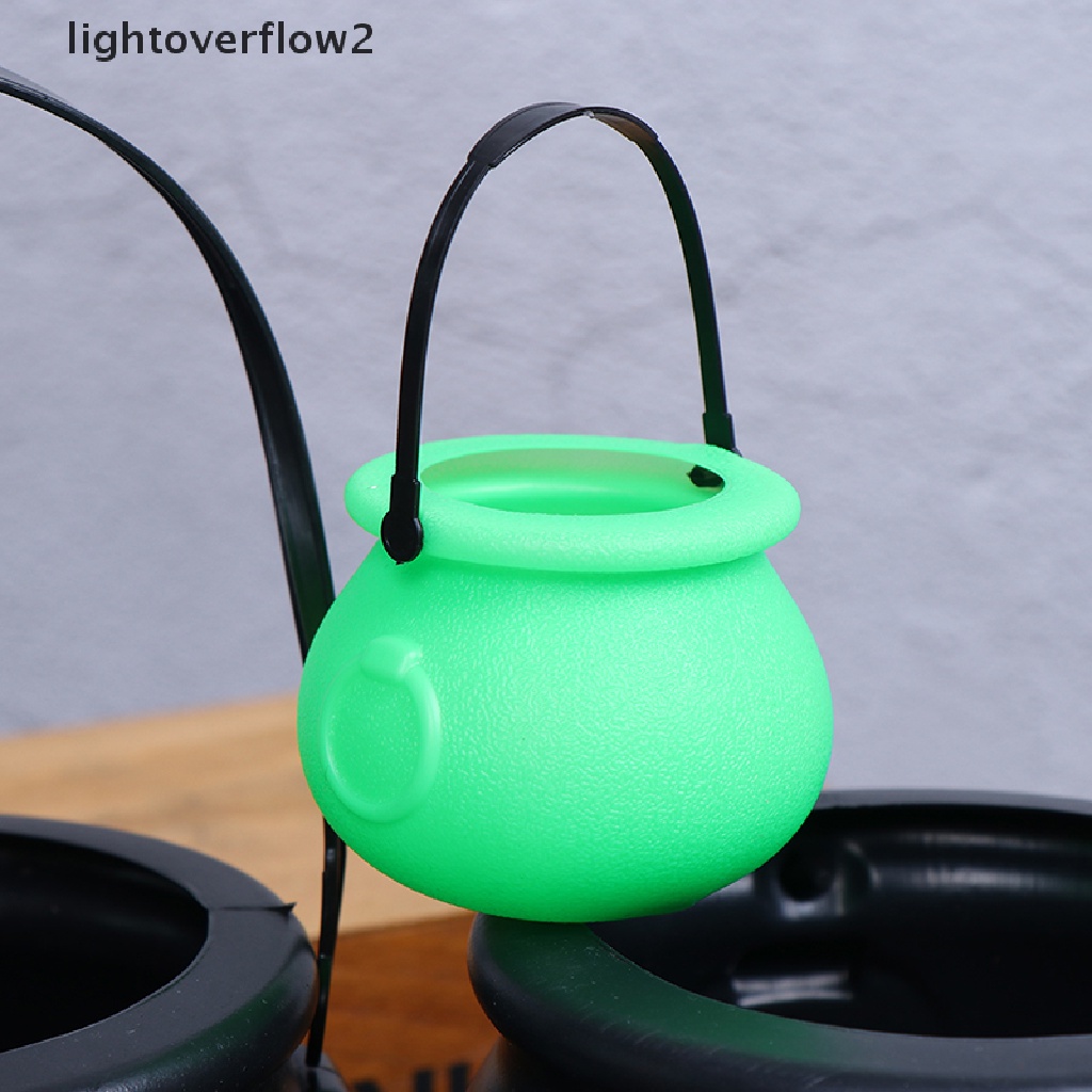 [lightoverflow2] Halloween Candy Kettles Pot Halloween Cauldron Bucket With Handle Kids Toy [new]