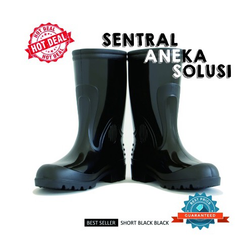SEPATU PROYEK PENDEK APD TERMURAH !! steffi boots pendek 1 warna hitam black / hijau green kilap