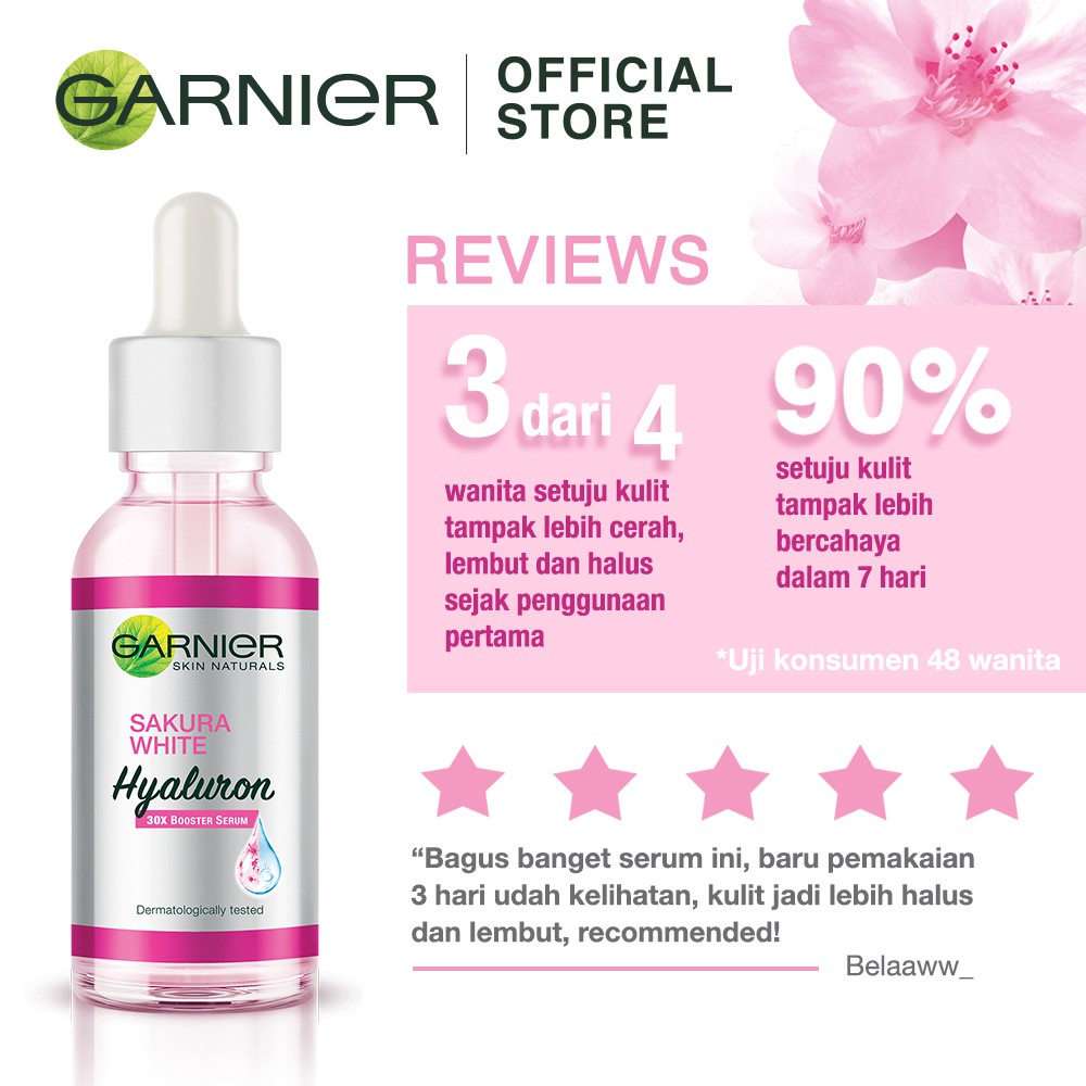 Garnier Sakura White Hyaluron 30x Booster Serum Skin Care 30 Ml Untuk Kulit Glowing Dalam 7 Hari Shopee Indonesia