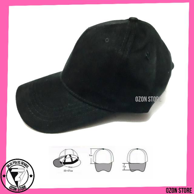 Topi Baseball Distro Caps Polos Pengait Besi Bahan Rapel Premium - Hitam