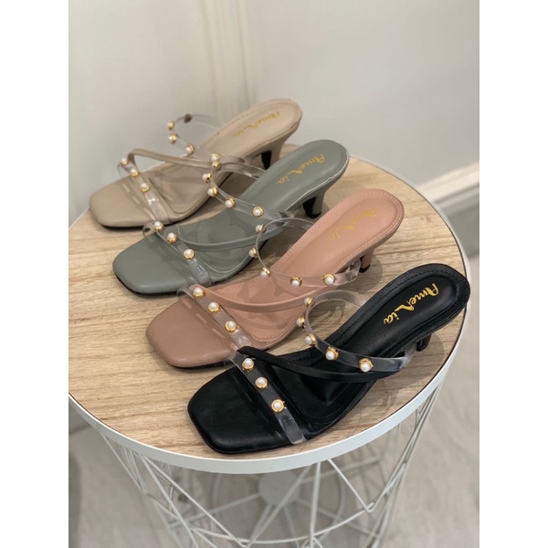 Heels tali lilit mutiara