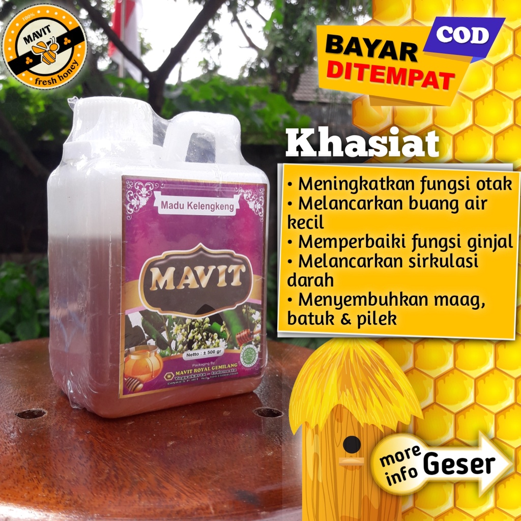 

MAVIT MADU KELENGKENG 500gr / MADU ALAM / MADU HERBAL ALAMI / Meningkatkan daya tahan tubuh - Sebagai Antioksidan - Melancarkan sistem pencernaan - Sebagai sumber nutrisi - Menambah tenaga - Memelihara kesehatan dan kebugaran tubuh GROSIR & ECERAN