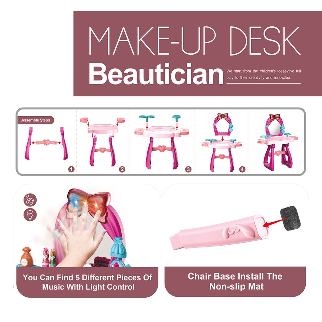 Mainan AnaK perempuan Meja Rias Make Up Desk Beautician 36 pcs