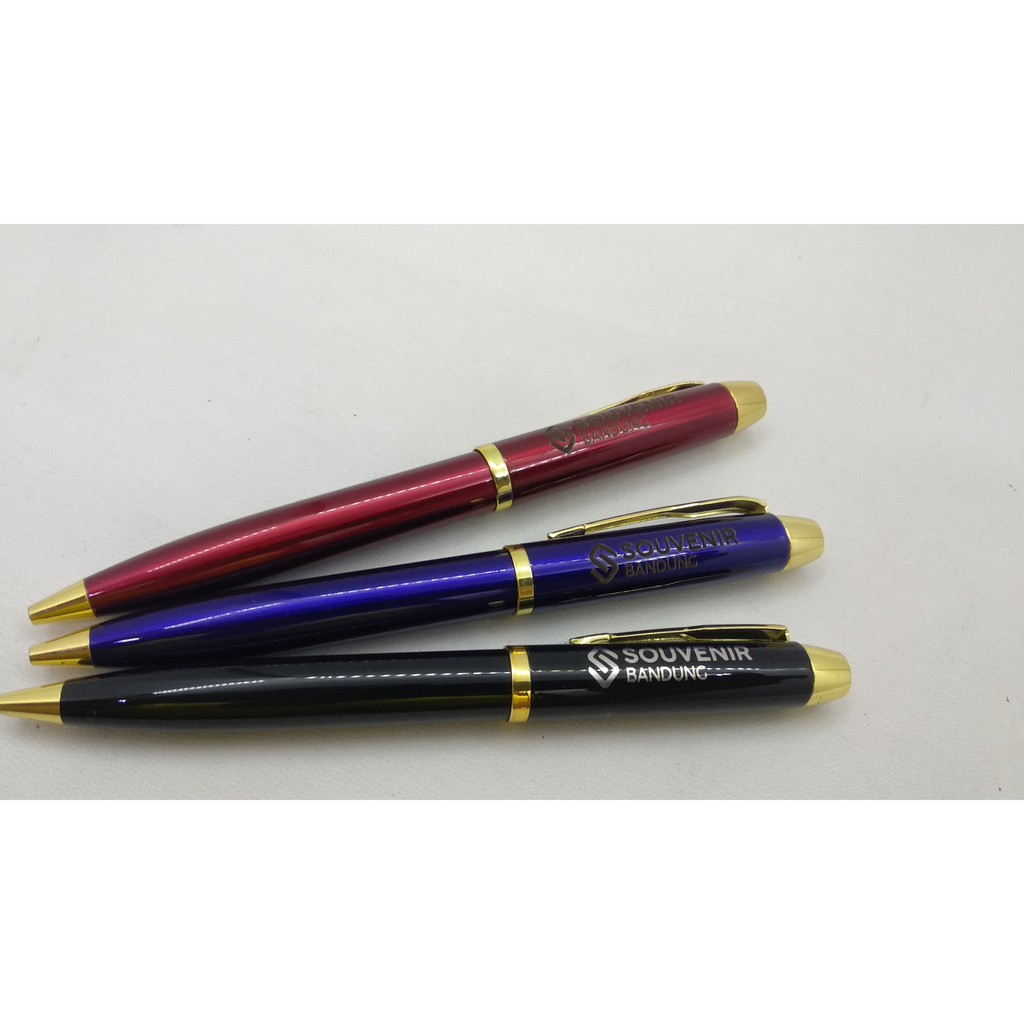 ballpoint metal - pulpen stainless Bebas desain grafir laser bolpen pena ukir nama logo murah