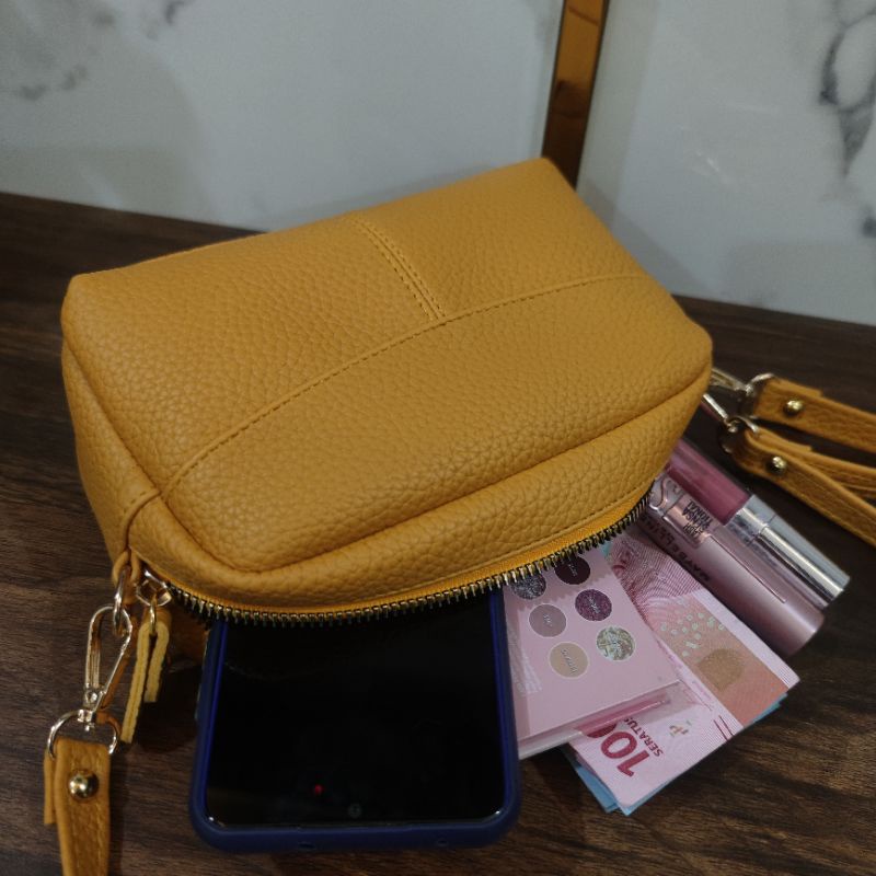 (Solarlight Bag) Tas Selempang Wanita Papirut Bapao kulit jeruk tebal  Terbaru 2025