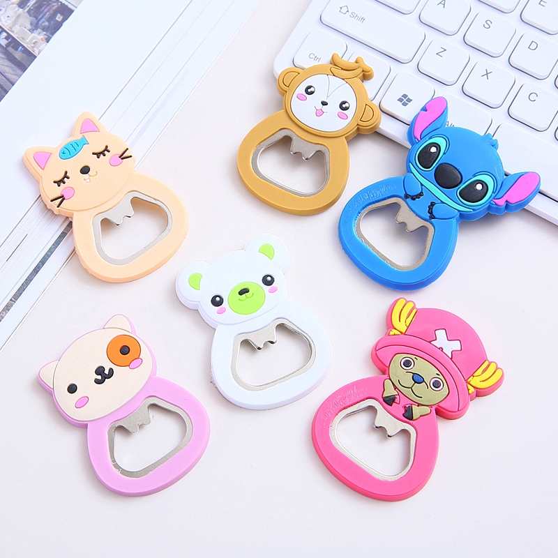 Cute Cartoon Silicone Bottle opener,Stainless Steel Plastic Bottle Opener,refrigerator stickers