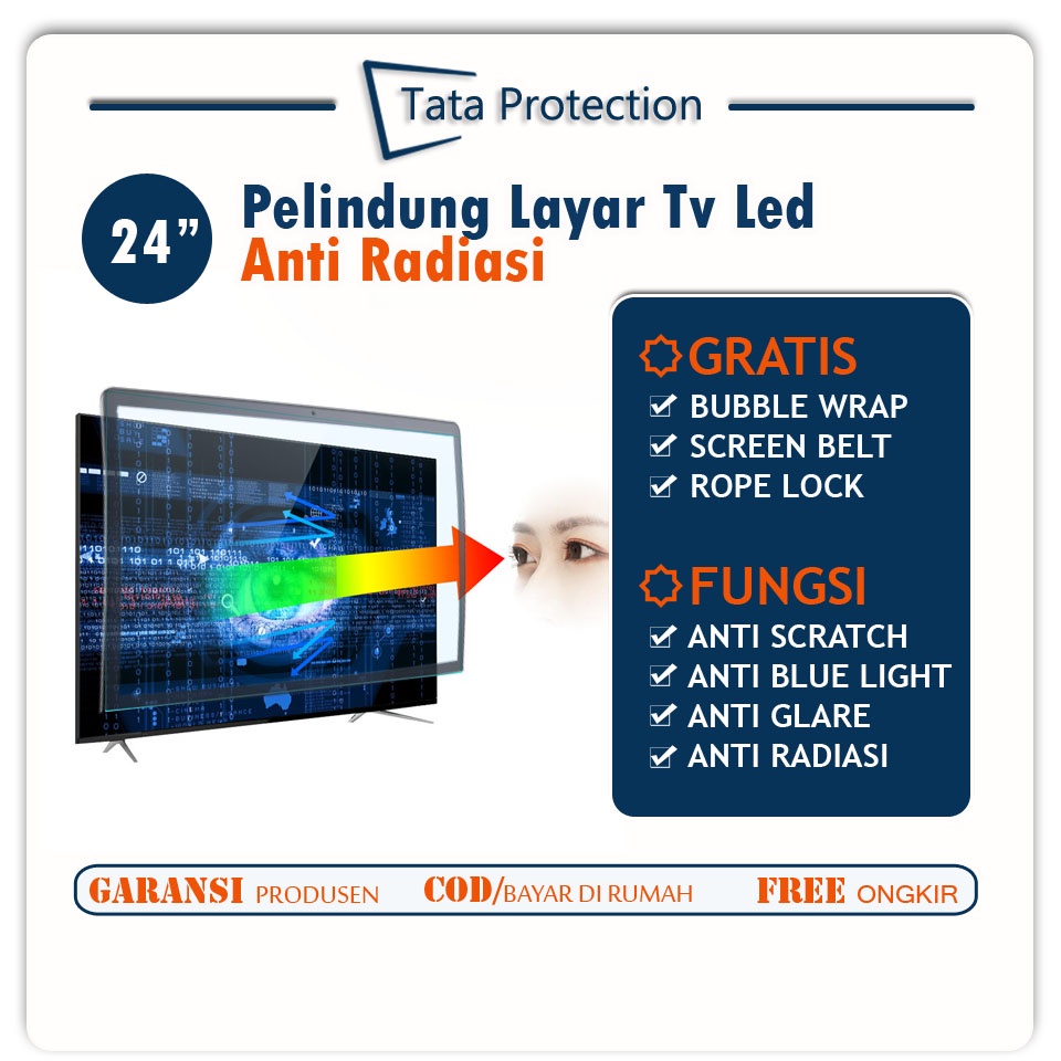 Pelindung Layar Tv Led Anti Radiasi 24 Inch Anti Gores Silau Blue Light Sinar Biru